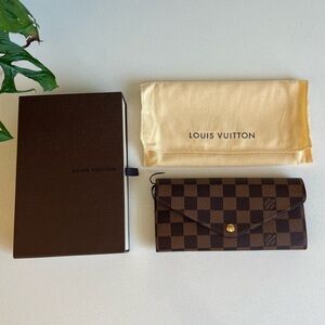 Louis Vuitton Sarah Wallet Damier Ebene NEW w/ Box Dust Pouch Made France